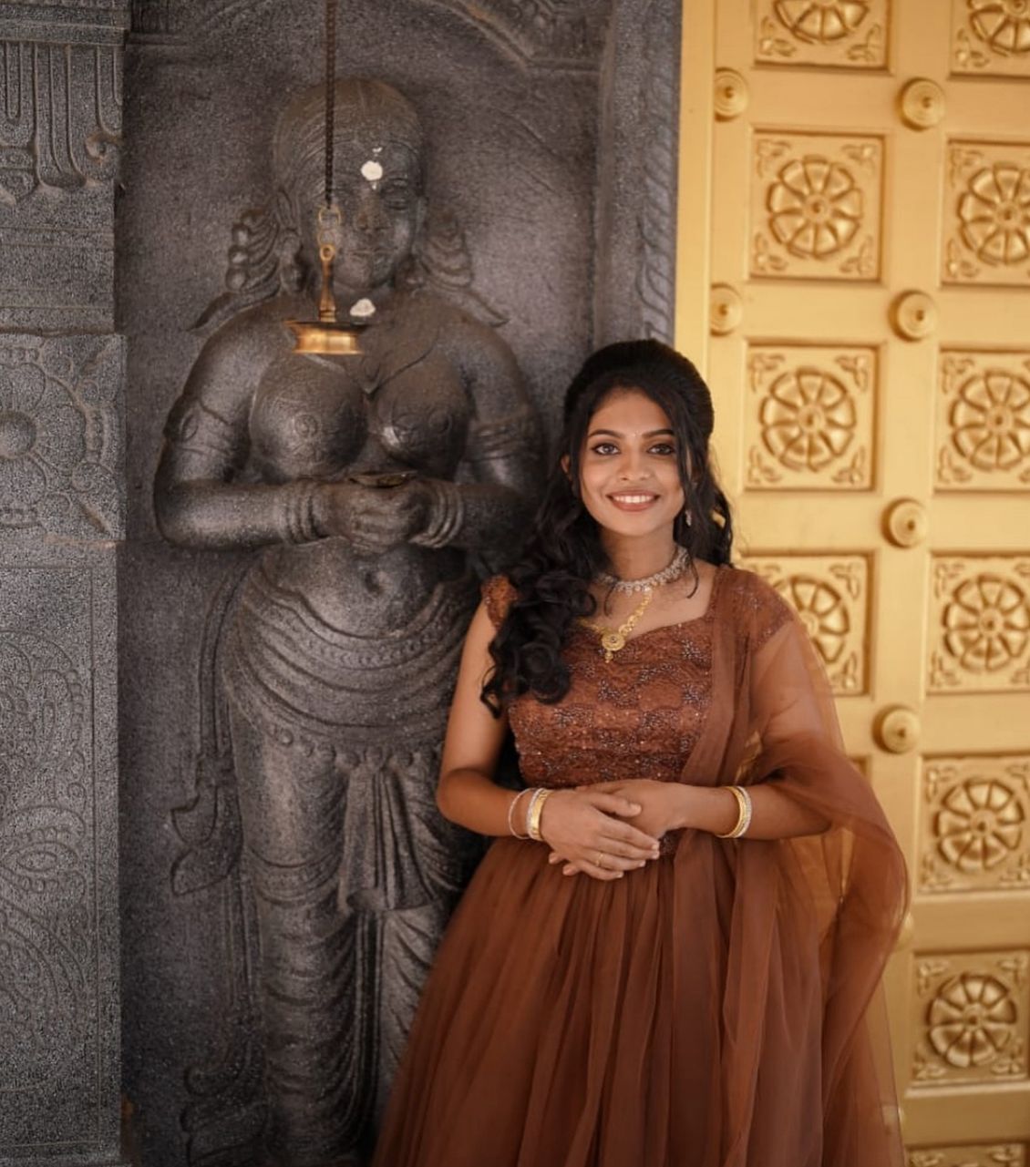 Brown Georgette lehanga